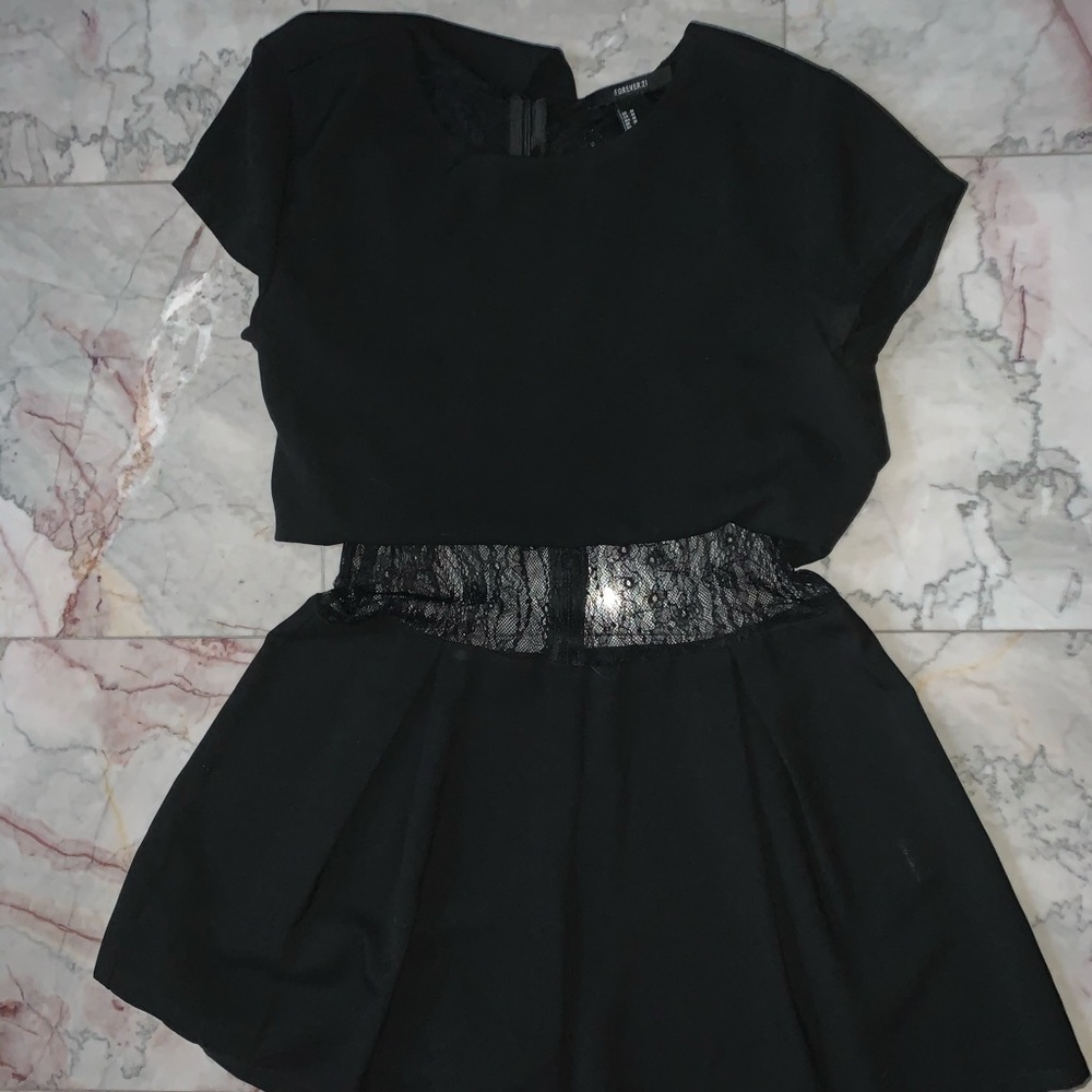 Forever 21 Black Lace Open Back Romper